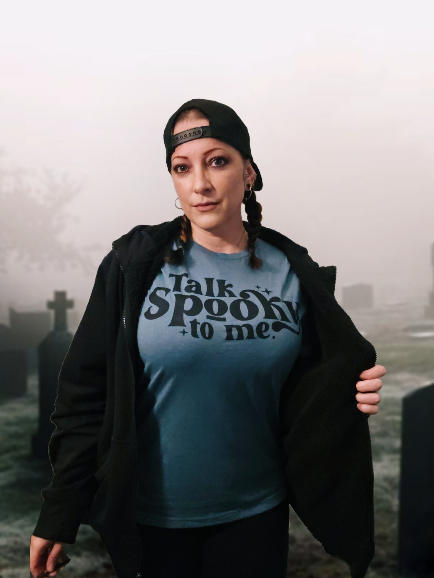 "Talk Spooky To Me Tee" — Graphic T‑Shirt