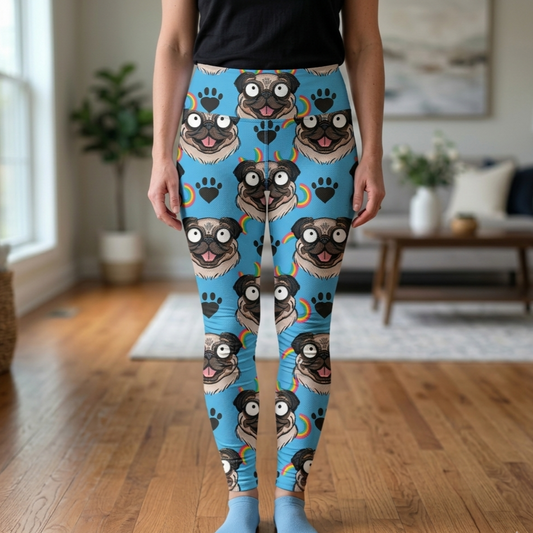 PRE-ORDER: Mr. Pug Exclusive Leggings - High-quality Handcrafted Vibrant Dog Mom Canine Dogs Pugs