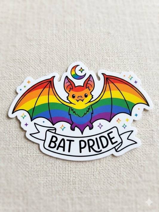 NEW Spooky Cute Bat Rainbow Pride Sticker