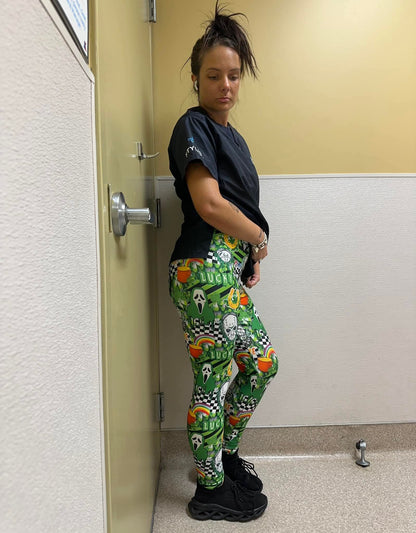Pinch Me Kill Me (Semi-Exclusive) - Horror Jigsaw Ghostface Pennywise Jason St Patrick's Day High-quality Handcrafted Vibrant Leggings