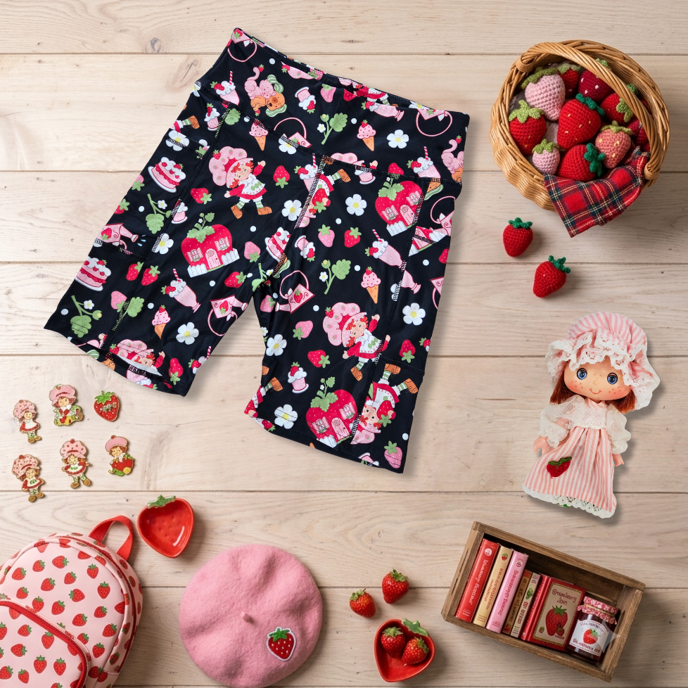 “SSC" Biker Shorts with Pockets (Limited Edition – The Sketchy Pumpkin) Strawberry