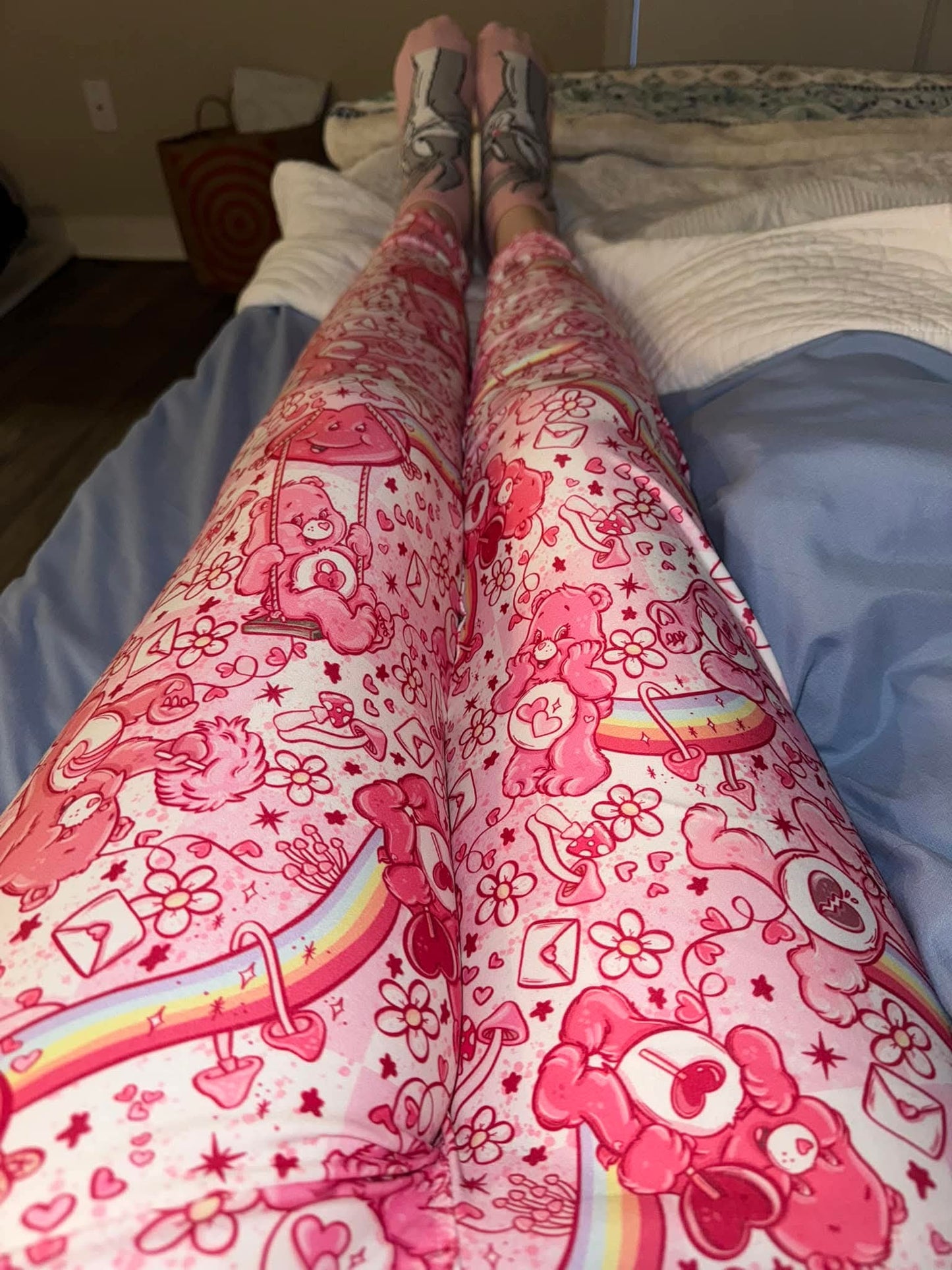 Care Hearts (Semi-Exclusive) - 1980s Cartoon Hearts Valentine's Day Love High-quality Handcrafted Vibrant Leggings