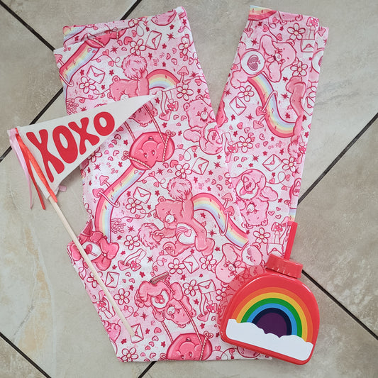 Care Hearts (Semi-Exclusive) - 1980s Cartoon Hearts Valentine's Day Love High-quality Handcrafted Vibrant Leggings