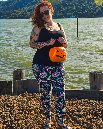 Pool Ghouls Leggings - High-quality Handcrafted Vibrant Summer Spooky