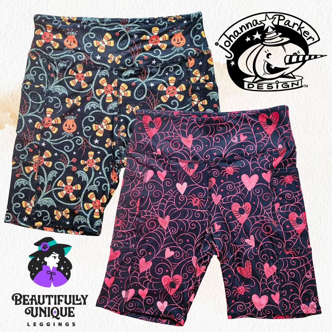 Spooky Sweet Garden (Johanna Parker Exclusive) Pocket Biker Shorts - High-quality Handcrafted Vibrant Bike Shorts