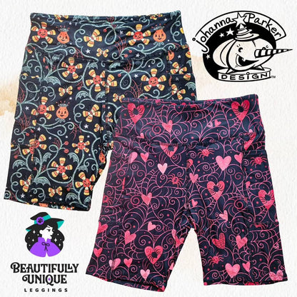 Spooky Sweet Garden (Johanna Parker Exclusive) Pocket Biker Shorts - High-quality Handcrafted Vibrant Bike Shorts