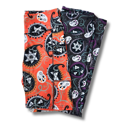 “Orange Paisley Gus Ghosts” Biker Shorts with Pockets (Limited Edition – Johanna Parker Exclusive)