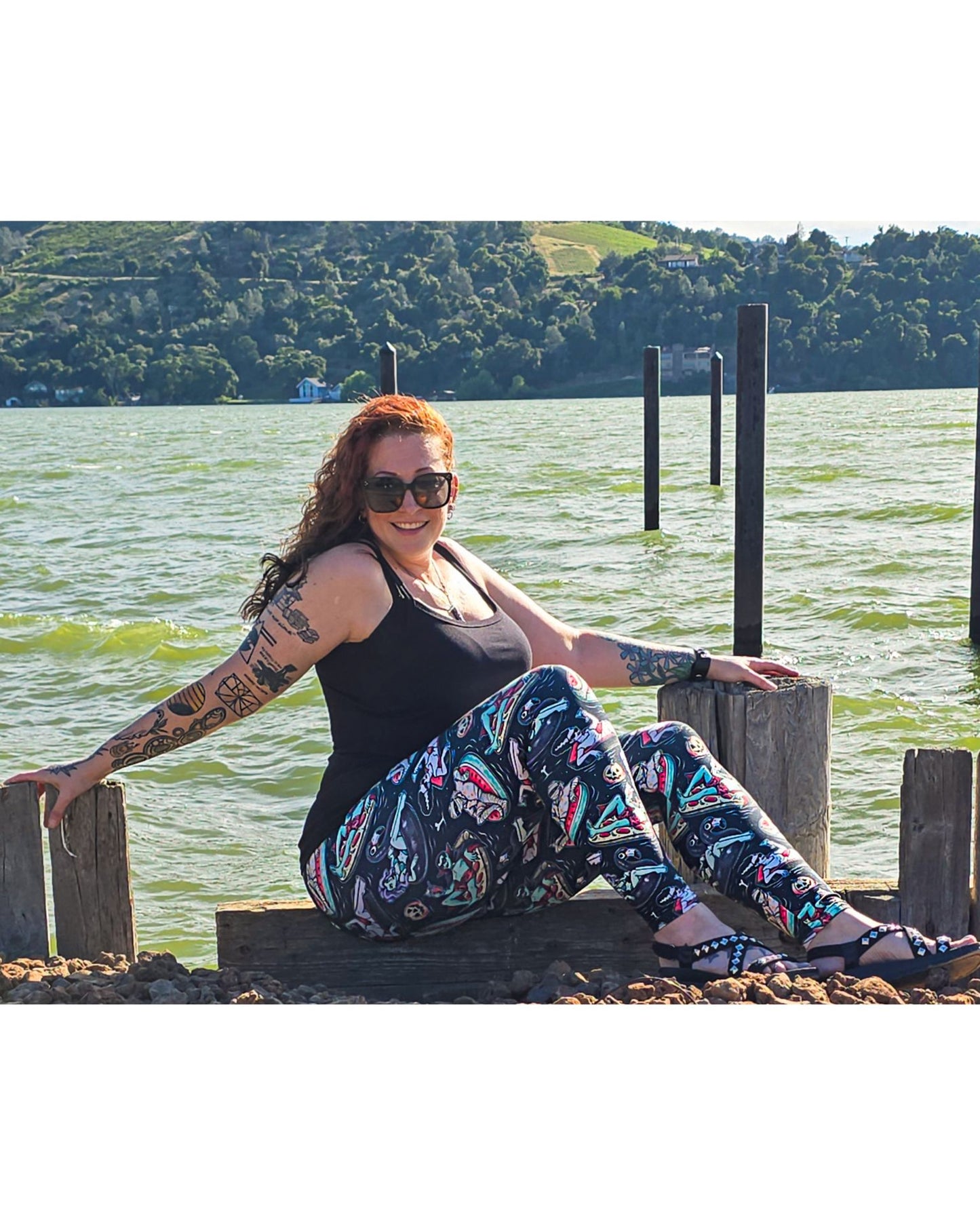 Pool Ghouls Leggings - High-quality Handcrafted Vibrant Summer Spooky
