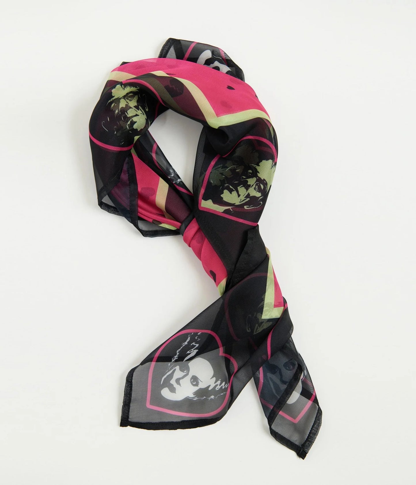 Halloween Printed Hair Scarves - Universal Monsters, Floral Pumpkins, Day of The Dead (Unique Vintage)