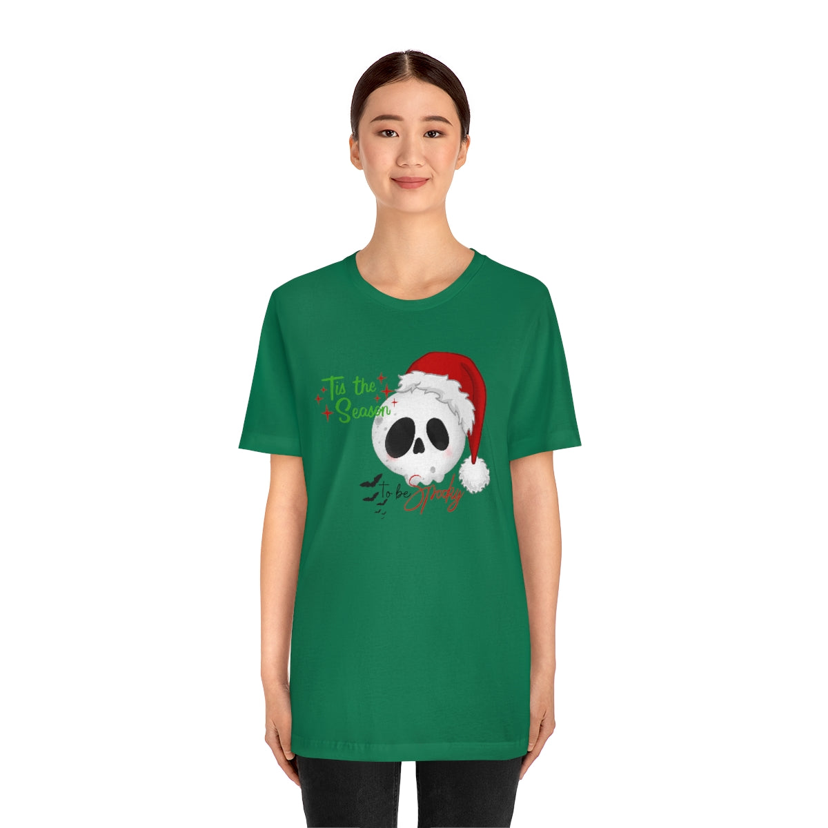 "Tis the Season to be Spooky'" Skull Santa Christmas Tee - Unisex Shirt