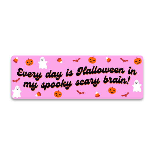 "Every Day Is Halloween" Pink Pumpkins And Ghosts Vinyl Sticker (Krystan Saint Cat)