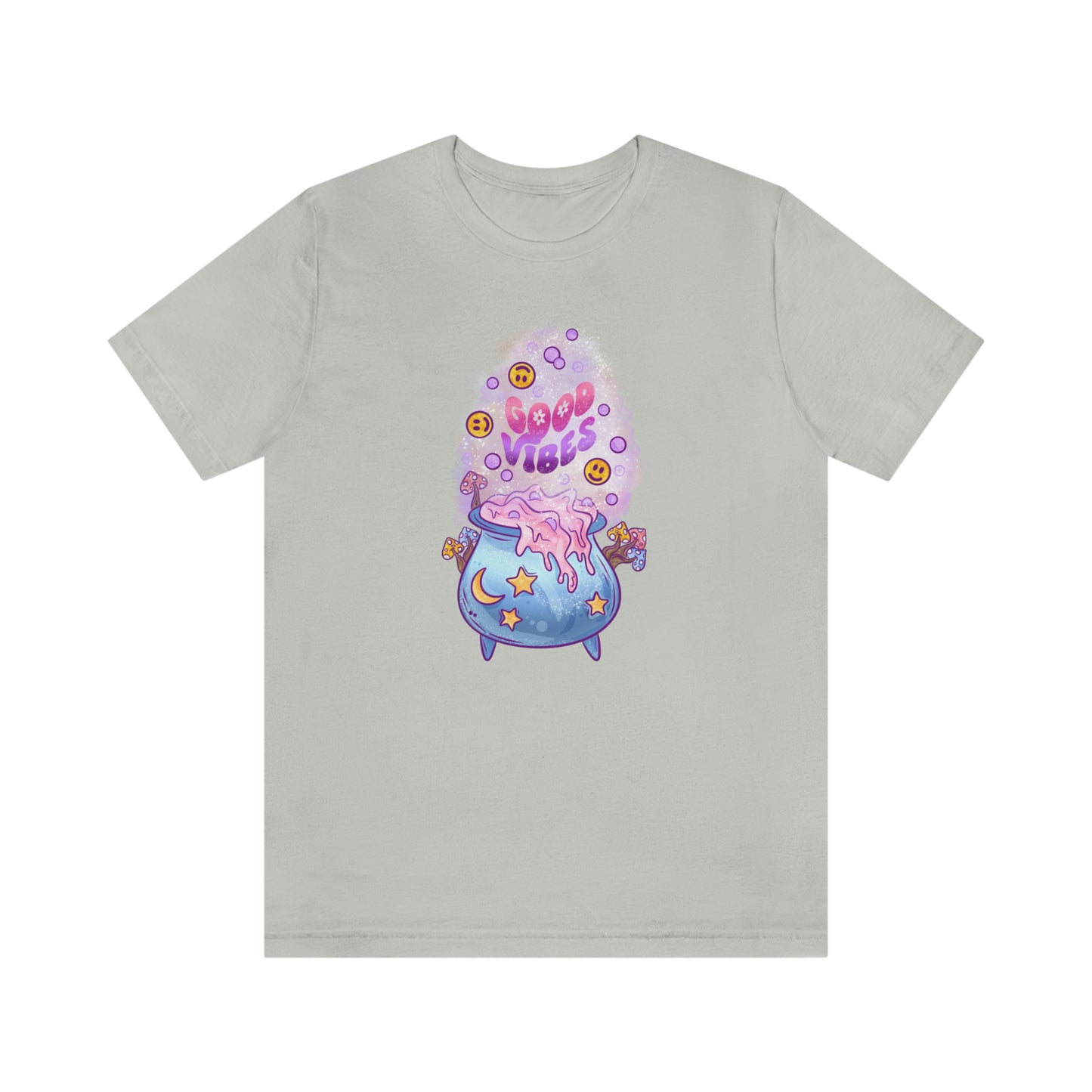 Witchy Good Vibes Smiley Cauldron Tee - Unisex Shirt