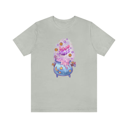 Witchy Good Vibes Smiley Cauldron Tee - Unisex Shirt