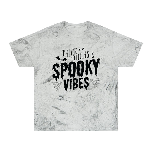 "Thick Thighs & Spooky Vibes" Colorblast Tee - Unisex Shirt