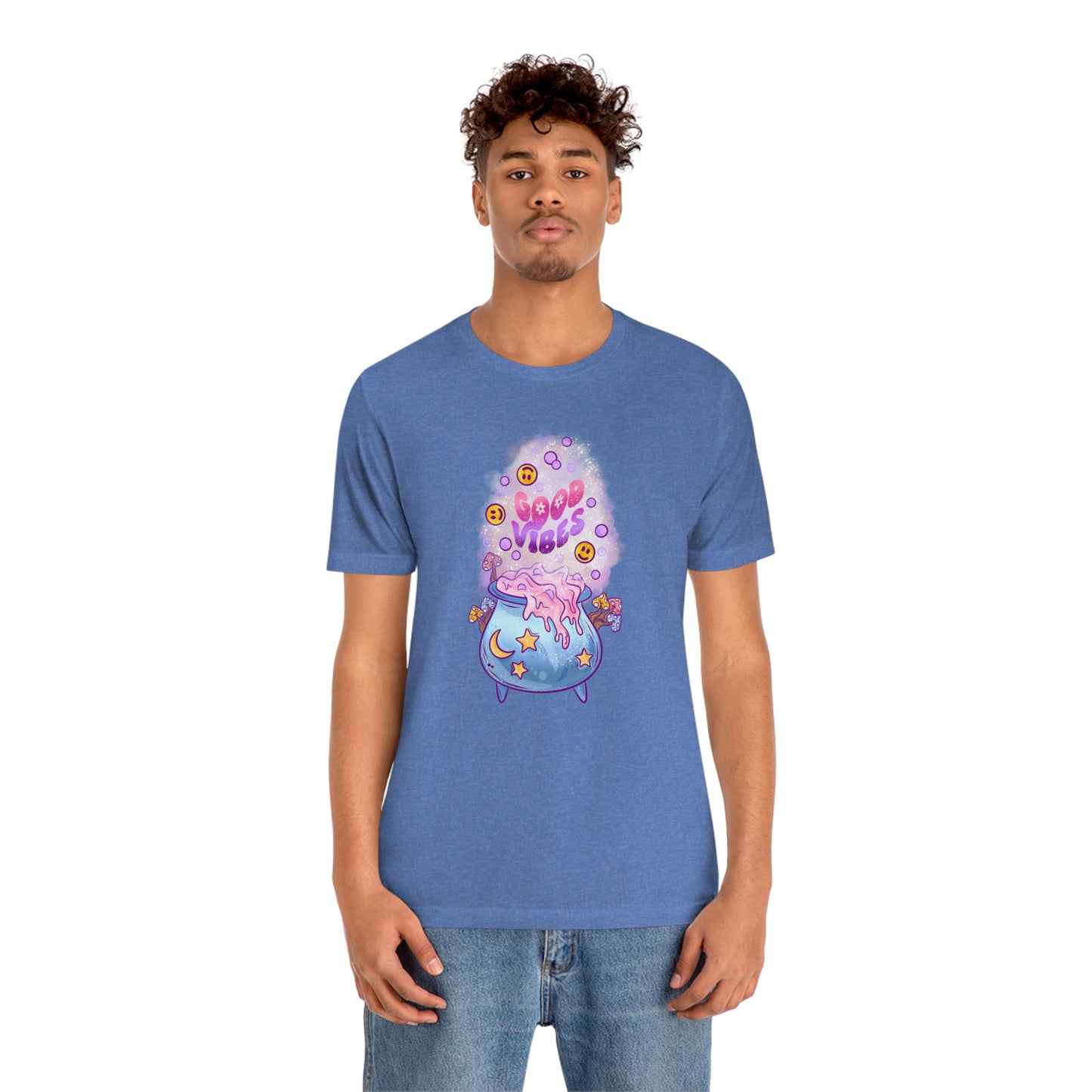 Witchy Good Vibes Smiley Cauldron Tee - Unisex Shirt