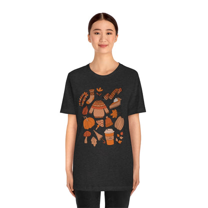 Pumpkin Spice And Mushrooms Fall Doodles Tee - Unisex Shirt