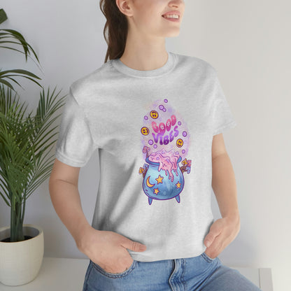 Witchy Good Vibes Smiley Cauldron Tee - Unisex Shirt