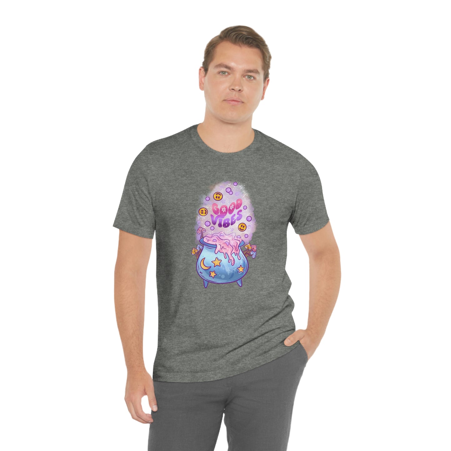 Witchy Good Vibes Smiley Cauldron Tee - Unisex Shirt