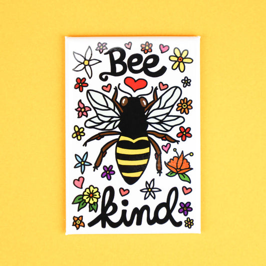 "Bee Kind" Bumble Bee Floral Fridge Magnet (Turtle's Soup)