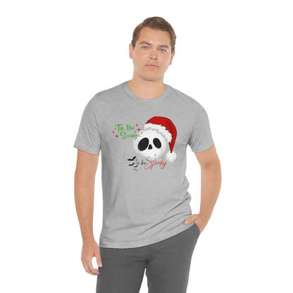 "Tis the Season to be Spooky'" Skull Santa Christmas Tee - Unisex Shirt