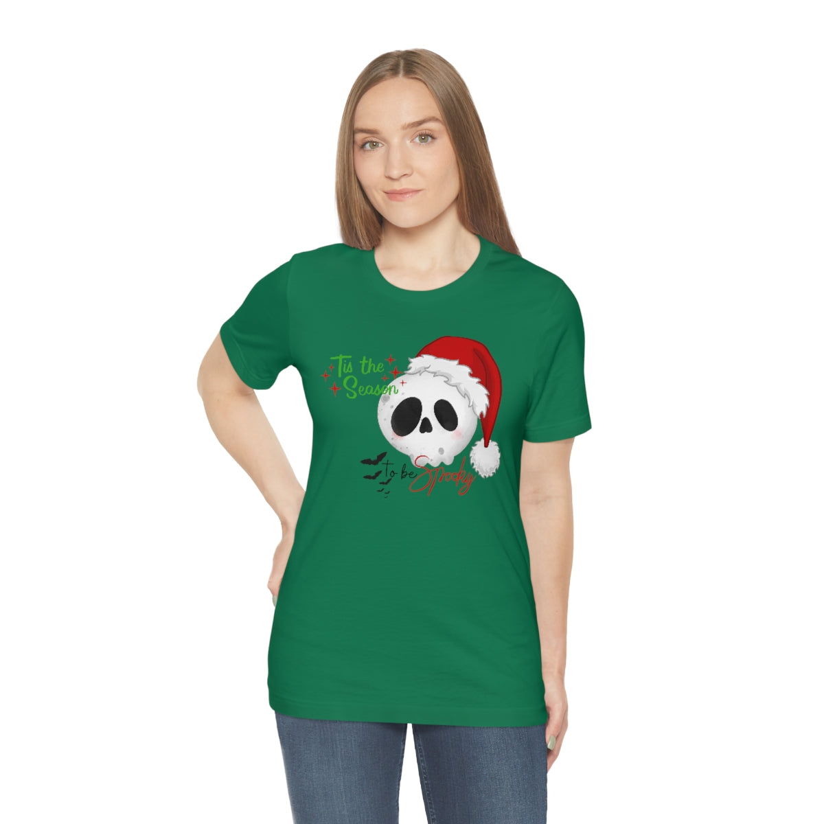"Tis the Season to be Spooky'" Skull Santa Christmas Tee - Unisex Shirt