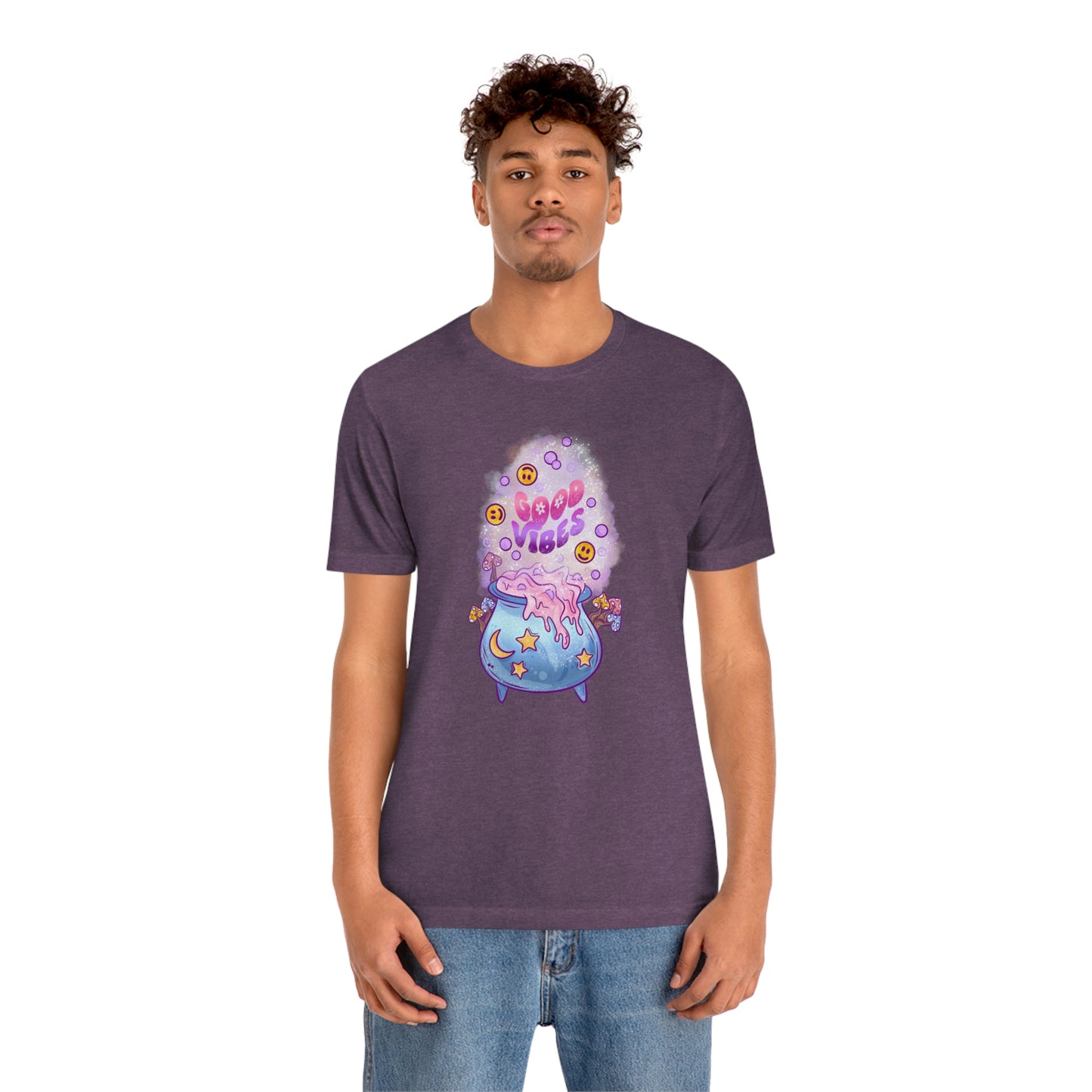 Witchy Good Vibes Smiley Cauldron Tee - Unisex Shirt