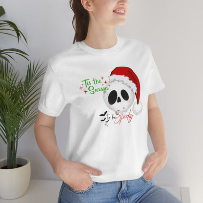 "Tis the Season to be Spooky'" Skull Santa Christmas Tee - Unisex Shirt
