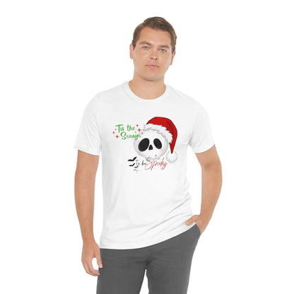 "Tis the Season to be Spooky'" Skull Santa Christmas Tee - Unisex Shirt