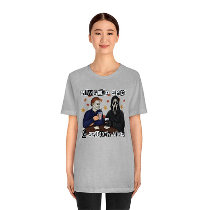"Pumpkin Spice & Spooky Vibes" Horror Movie Tee - Unisex Shirt