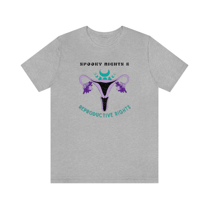"Spooky Nights & Reproductive Rights" Purple Uterus And Teal Moon Phases Tee - Unisex Shirt