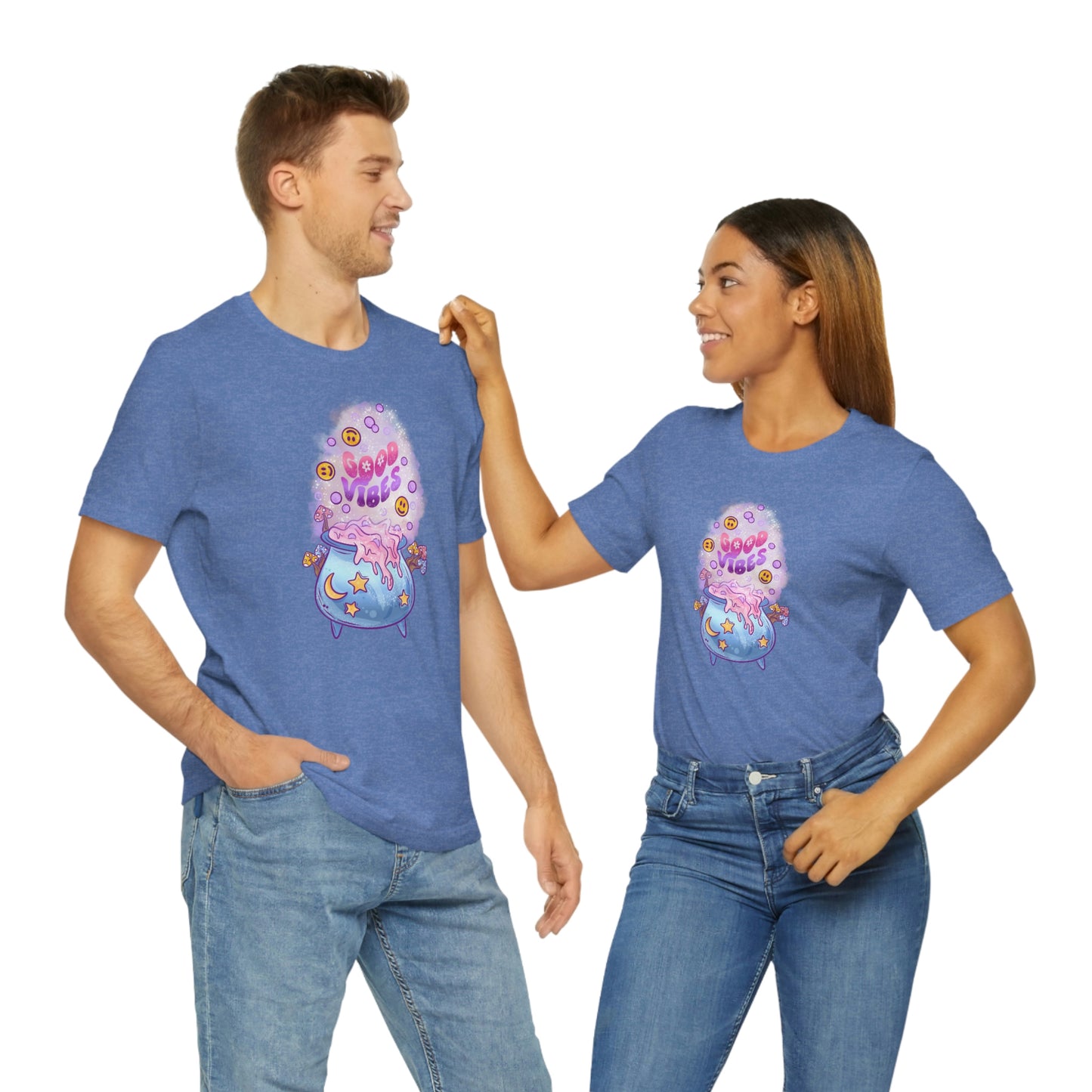 Witchy Good Vibes Smiley Cauldron Tee - Unisex Shirt