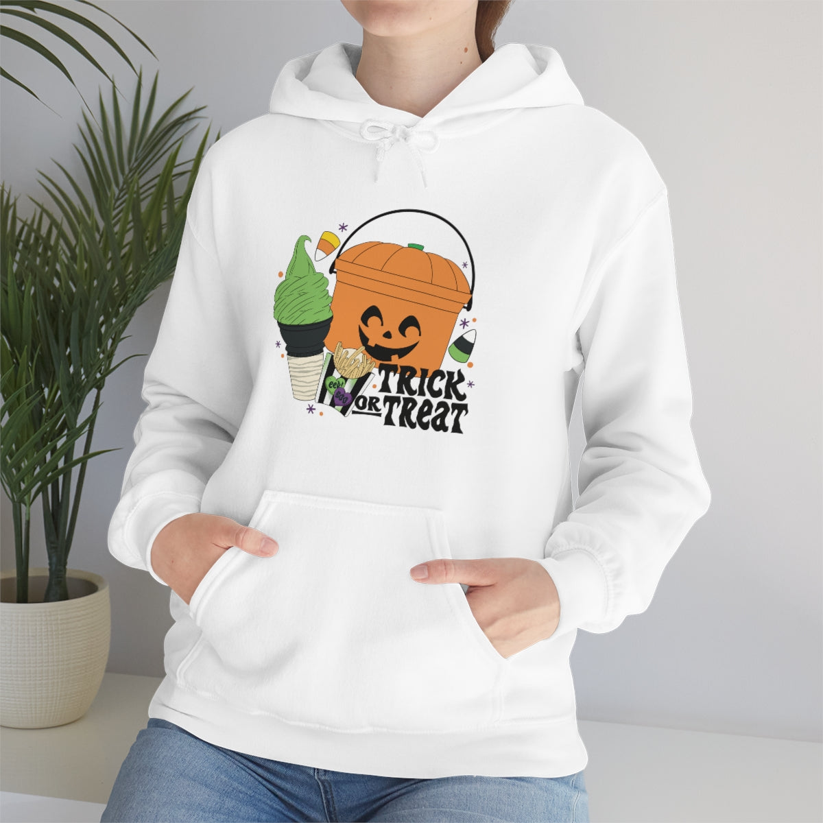 Vintage Halloween Buckets "Trick or Treat" Hooded Sweatshirt