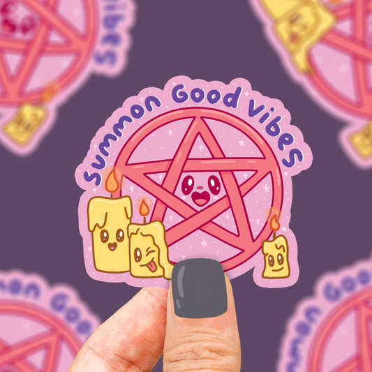 "Summon Good Vibes" Pentagram Vinyl Sticker (Turtle's Soup)