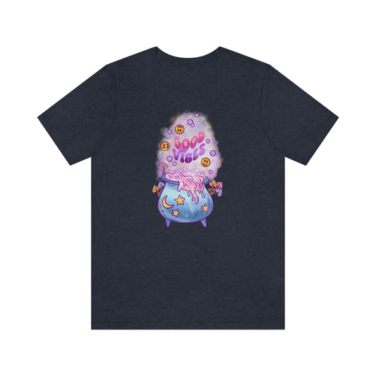 Witchy Good Vibes Smiley Cauldron Tee - Unisex Shirt