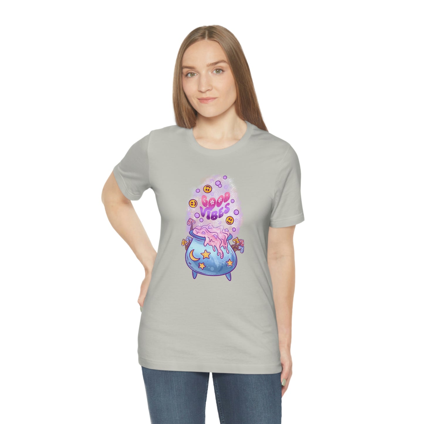 Witchy Good Vibes Smiley Cauldron Tee - Unisex Shirt