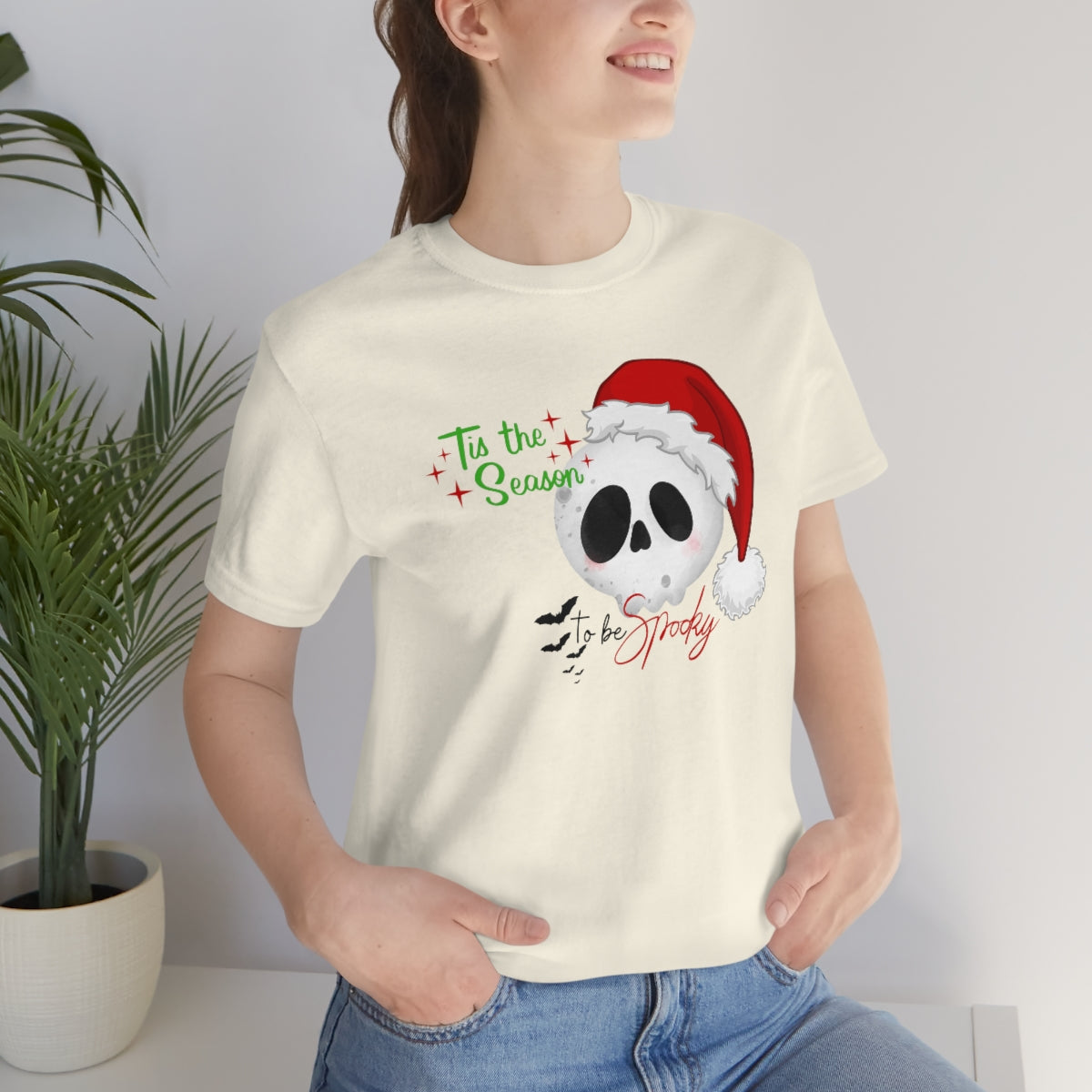 "Tis the Season to be Spooky'" Skull Santa Christmas Tee - Unisex Shirt