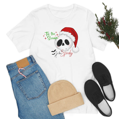 "Tis the Season to be Spooky'" Skull Santa Christmas Tee - Unisex Shirt