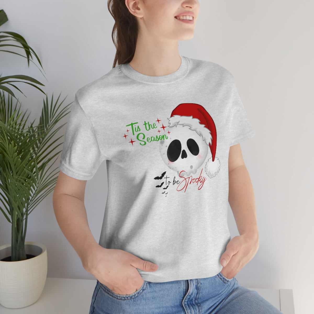 "Tis the Season to be Spooky'" Skull Santa Christmas Tee - Unisex Shirt