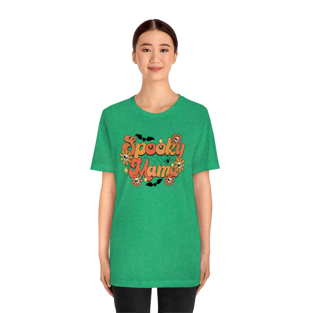Bats Flowers And Skulls Summer "Spooky Mama" Tee - Unisex Shirt