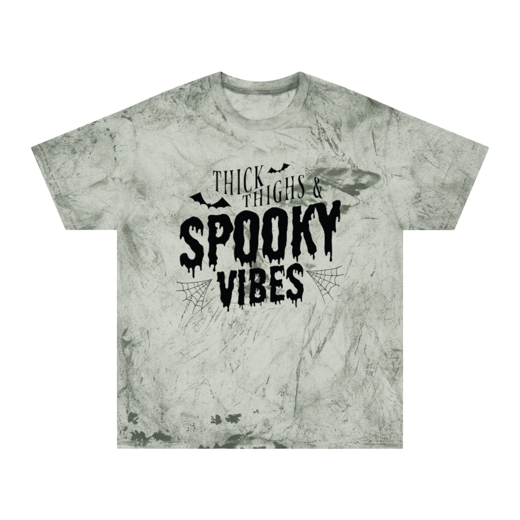 "Thick Thighs & Spooky Vibes" Colorblast Tee - Unisex Shirt