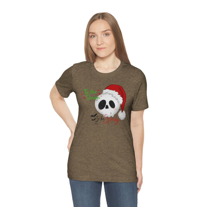 "Tis the Season to be Spooky'" Skull Santa Christmas Tee - Unisex Shirt