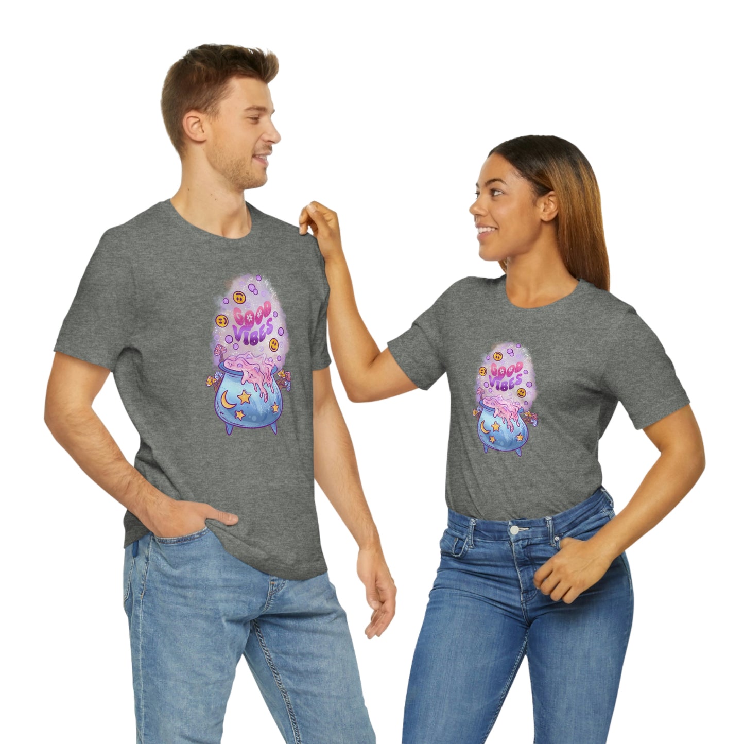Witchy Good Vibes Smiley Cauldron Tee - Unisex Shirt