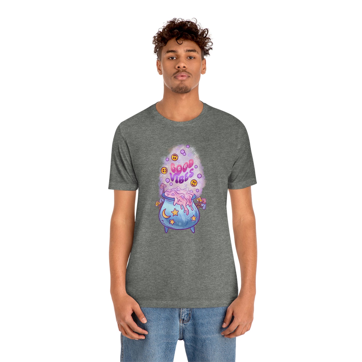 Witchy Good Vibes Smiley Cauldron Tee - Unisex Shirt