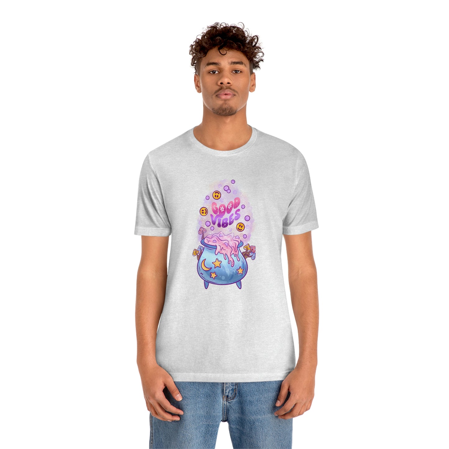 Witchy Good Vibes Smiley Cauldron Tee - Unisex Shirt