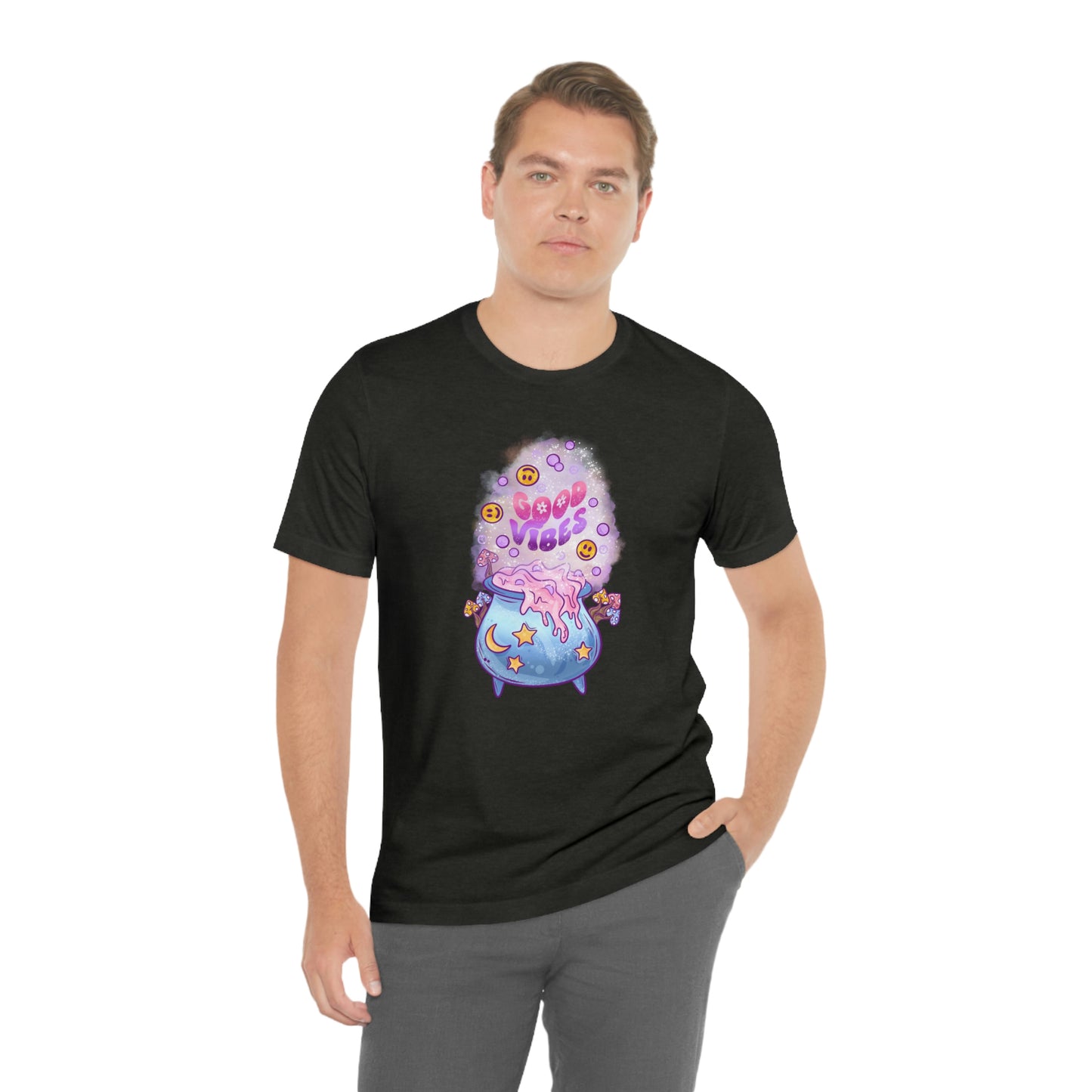 Witchy Good Vibes Smiley Cauldron Tee - Unisex Shirt