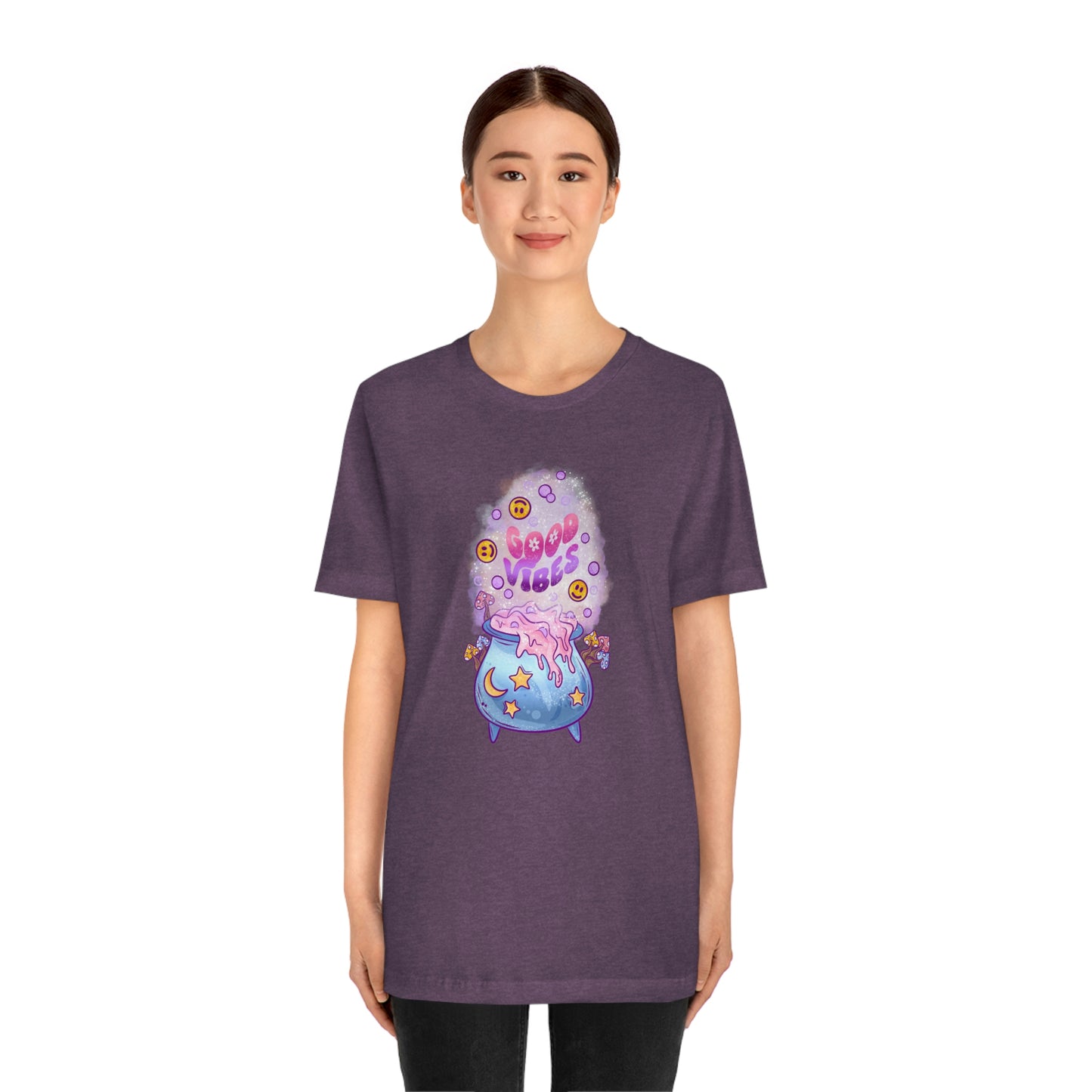 Witchy Good Vibes Smiley Cauldron Tee - Unisex Shirt