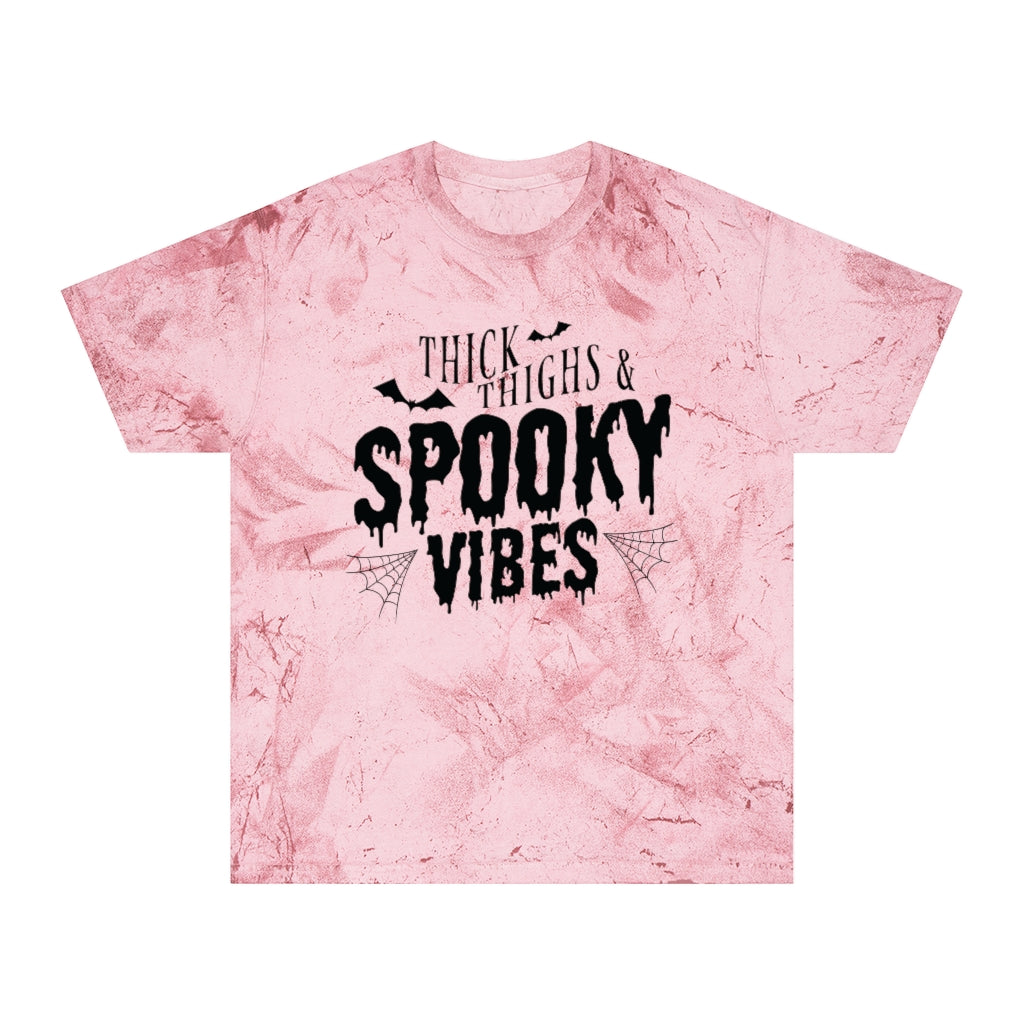 "Thick Thighs & Spooky Vibes" Colorblast Tee - Unisex Shirt
