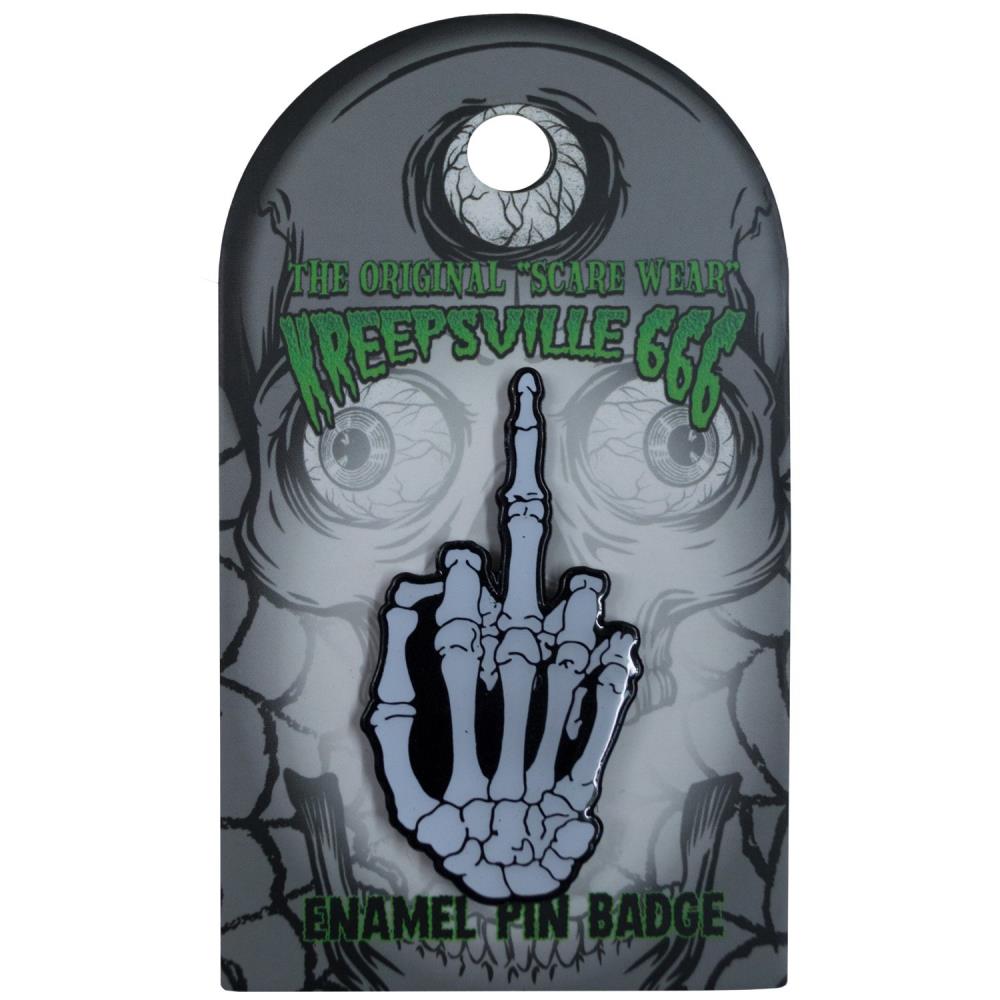 Skeleton Middle Finger  Glow Enamel Pin