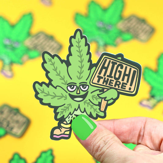 "High There!" Cannabis Vinyl Sticker (Turtle's Soup)