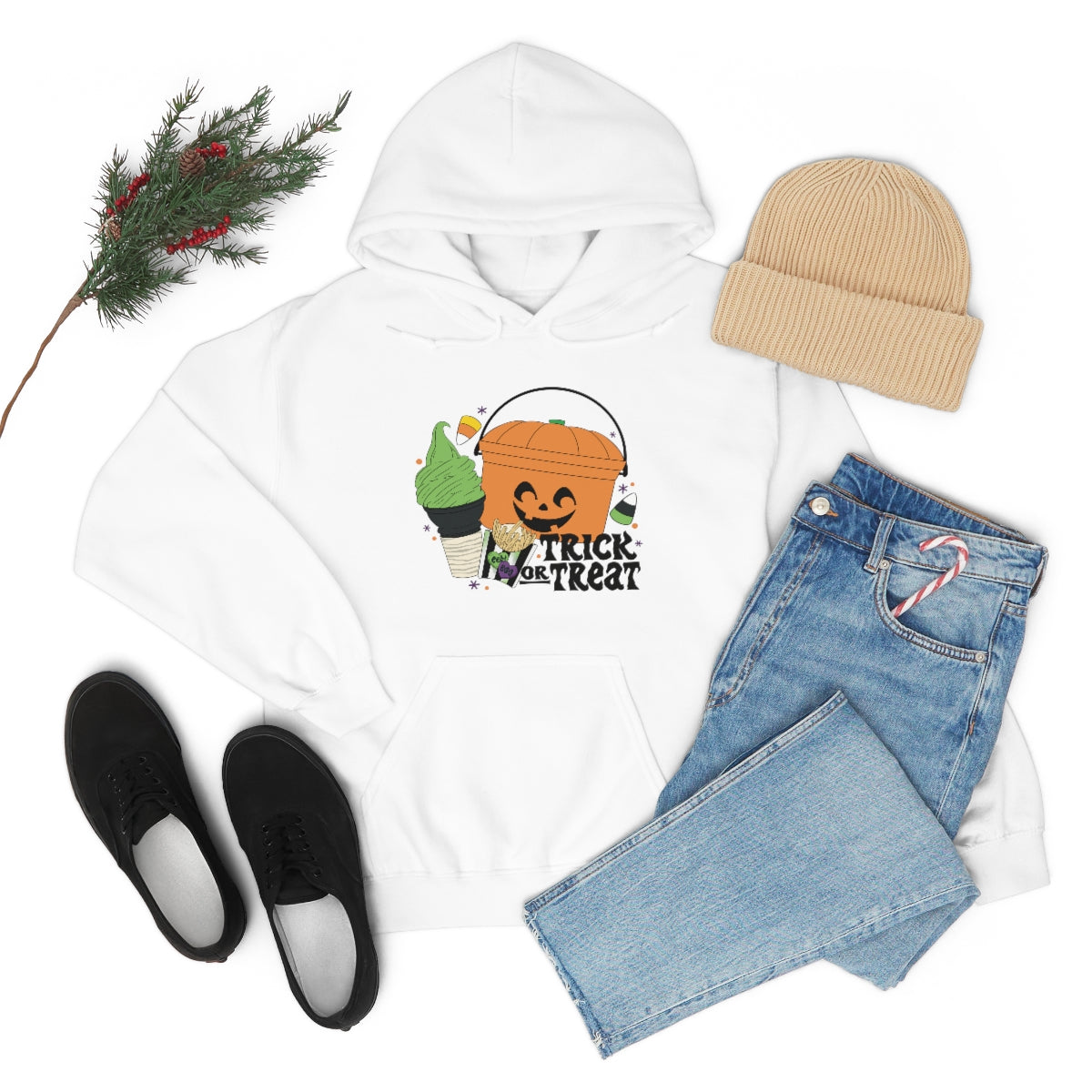 Vintage Halloween Buckets "Trick or Treat" Hooded Sweatshirt